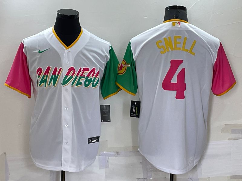 Men San Diego Padres 4 Snell White City Edition Game Nike 2022 MLB Jersey